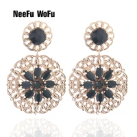 neefu wofu metal black earrings big glass earrings for woman exaggeration charm dangle brinco hollow sunflower ear oorbellen
