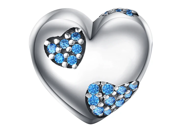 JewelryPalace 925 пробы серебристо-голубой фианит сердца в сердце Шарм бисер Fit Браслеты для Для женщин как красивые подарки
