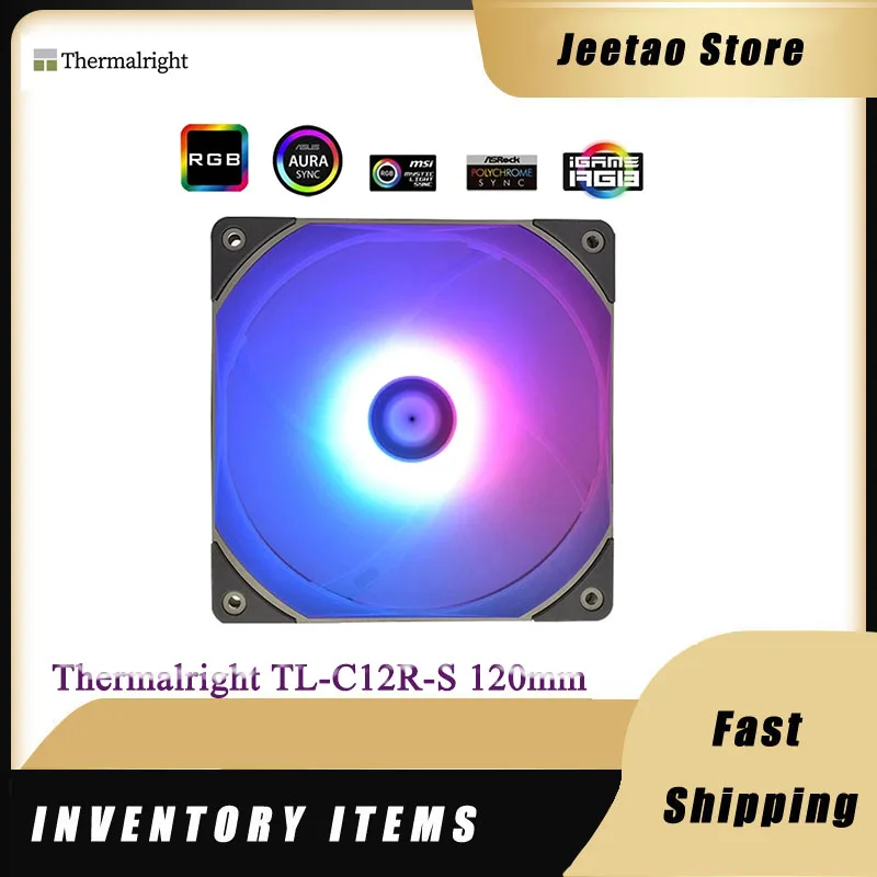 Thermalright TL-C12R-S 120mm CPU cooling fan 5V 3PIN addressable RGB PWM Reverse Wind design computer case replacement fan