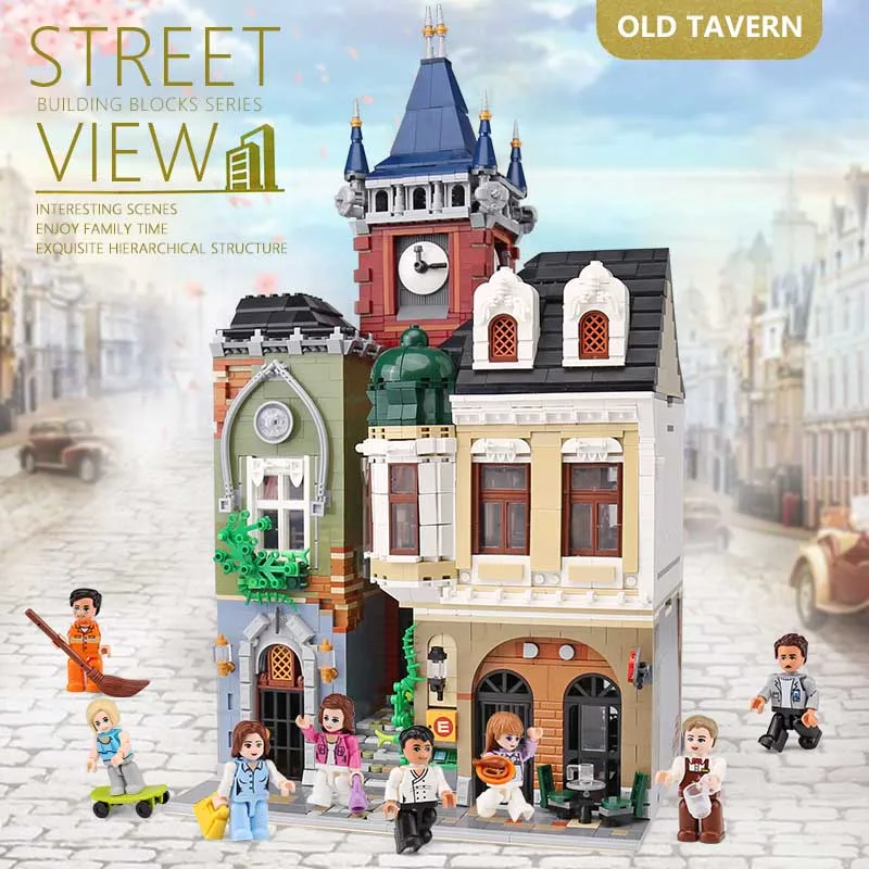 10218 строительные блоки Streetview совместимы с MOC-18923 книжным магазином пабом старого