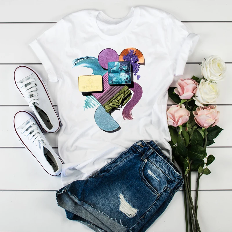 

2021 new 3d printing Women Doodle watercolor Lady Fashion t-Shirt Sleeve Aesthetic Clothes Summer Shirt T-shirts