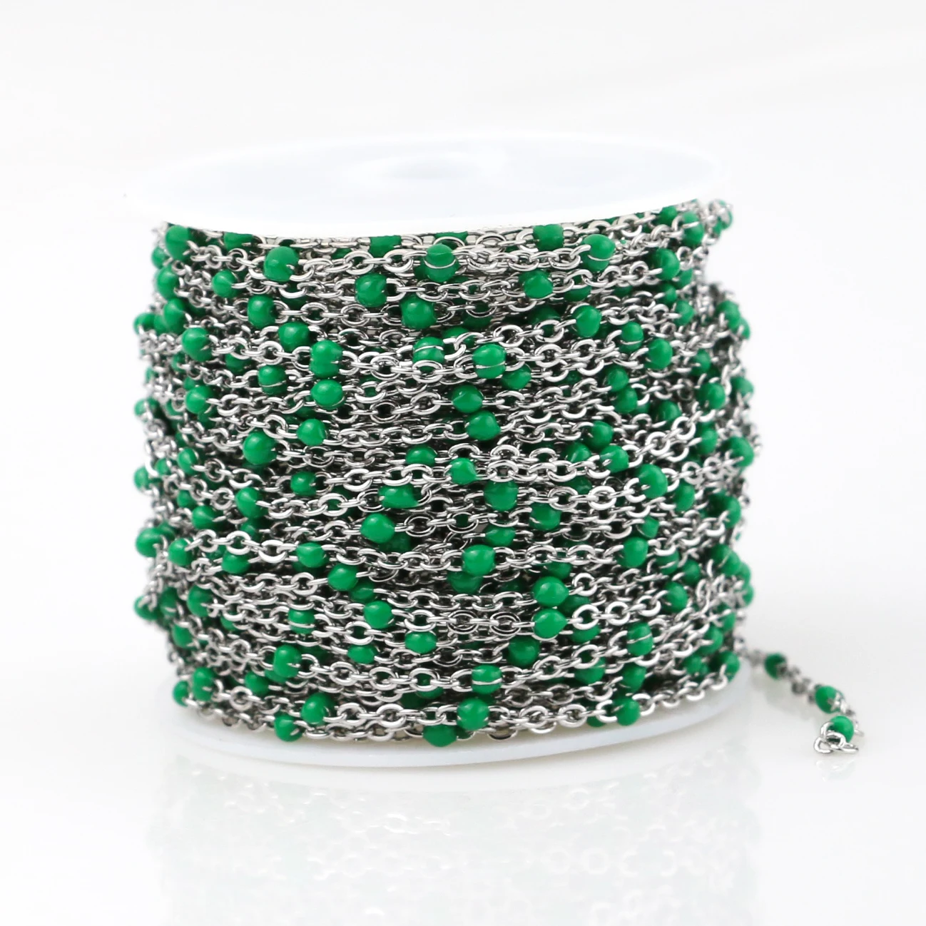 Steel green 2 мм ширина нержавеющей стали золото/стальные цепи ювелирные изделия DIY эмаль овальный шар бисерная цепь для женщин ожерелье Браслеты ножной браслет - Цвет: Steel green