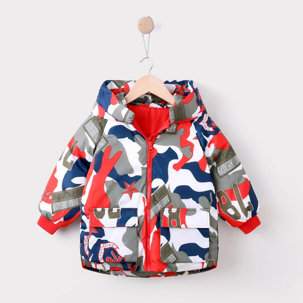 Детская одежда детская куртка для маленьких мальчиков и девочек Камуфляжный