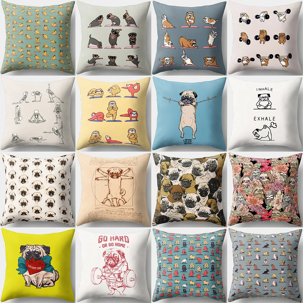 

Наволочка 45*45 с принтом собаки, подушки для дивана, офисные наволочки, подушки украшение дома из полиэстера