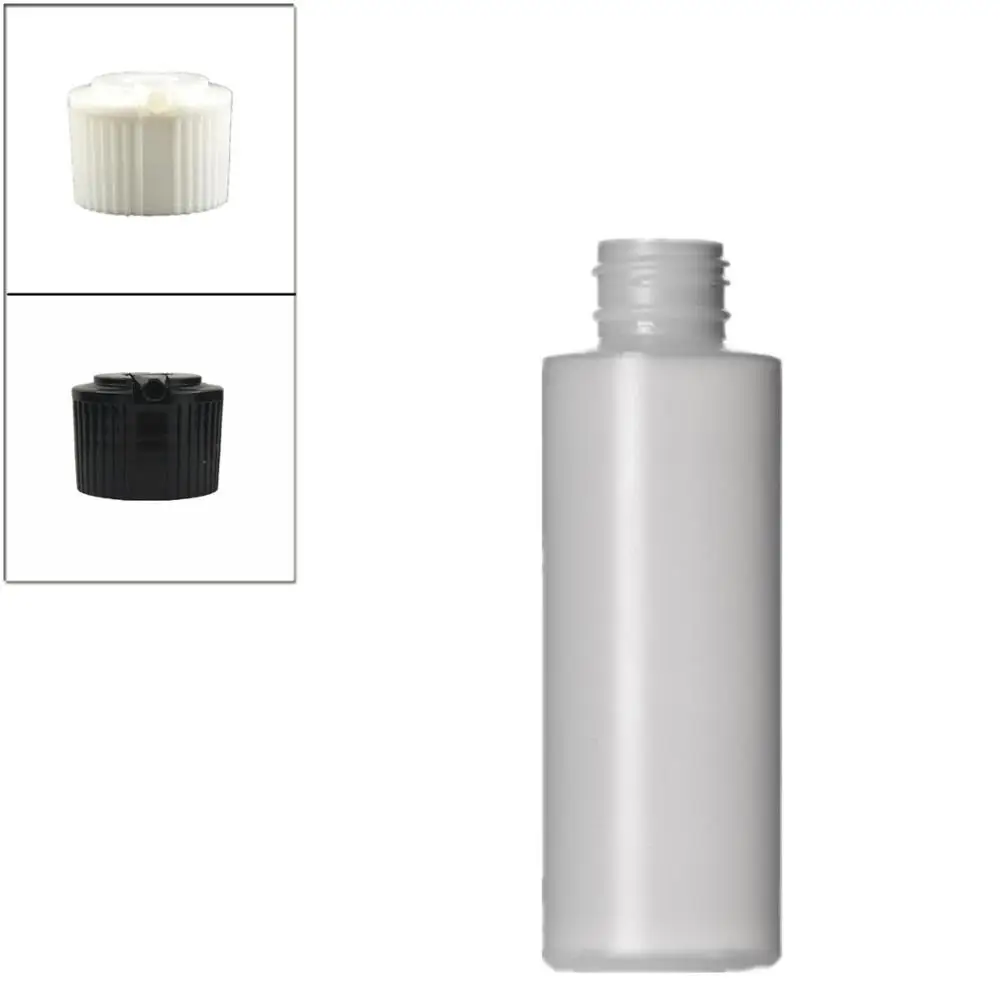 

120ml 4oz empty plastic Squeeze bottle , natural-colored HDPE cylinder round with black/white spouted cap X5