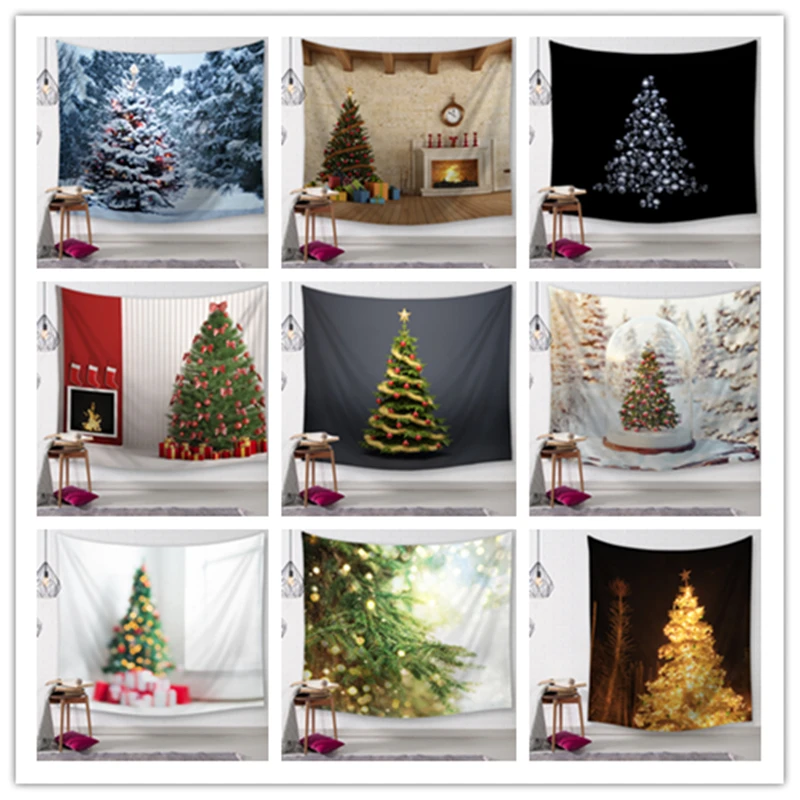 Богемный гобелен полиэстер ткань Рождественская елка Настенный декор шторы плюс
