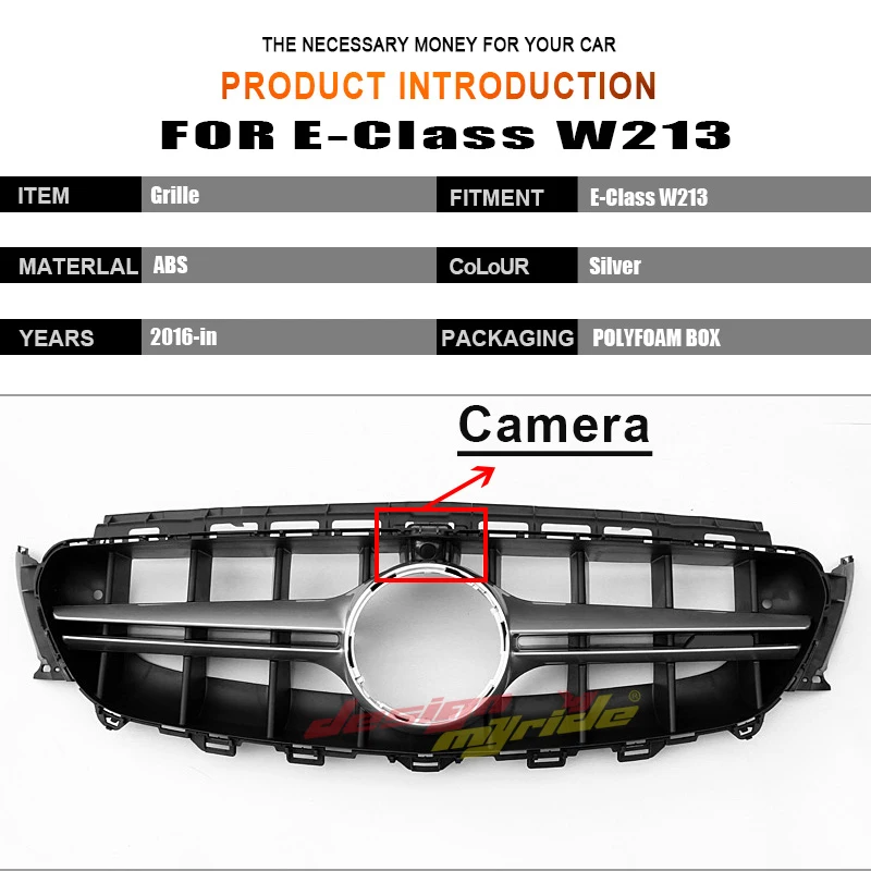 W213 решетка AEAMG стиль с камерой спортивный бампер для E-Class E63 E200 E250 E300 E350 E400 E500 ABS