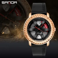 sanda skeleton dial sport watch men top brand luxury leather strap quartz mens watches waterproof clock relogio masculino p1050