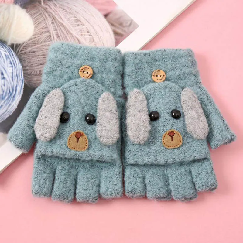 Зимние перчатки для девочек и мальчиков с откидной крышкой теплые митенки