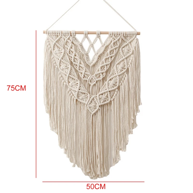 

50*75CM Boho Handcrafted Cotton Macrame Hand-woven Tapestry Wall Decoration Tapestry Wall Decor For Bedroom Living Room Dorm