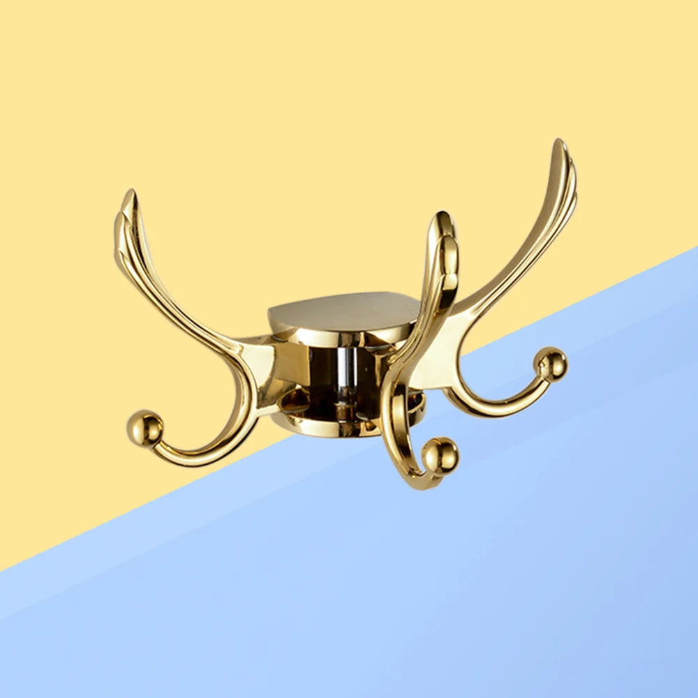 

Coat Hook Rotation Three Hooks Zinc Alloy Wall Hanger Towel Bathroom Robe Accessories(Rose Gold)