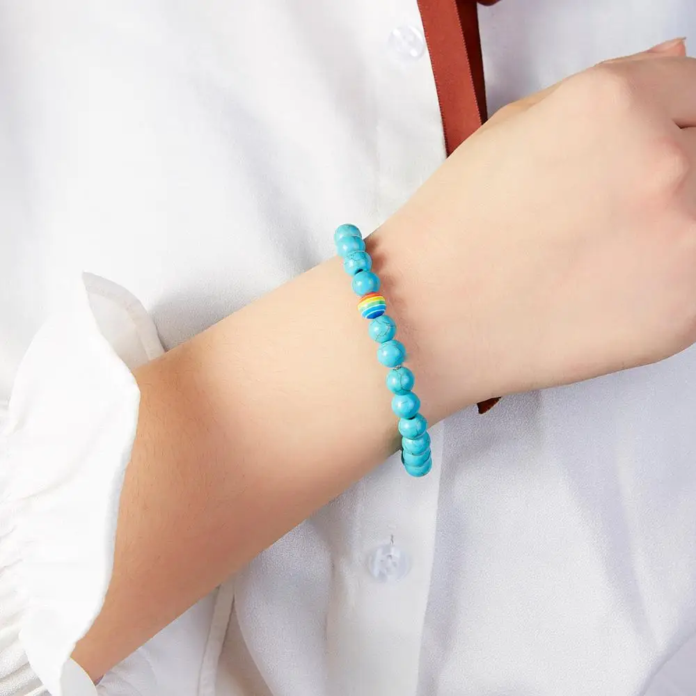 Радужный Браслет Rinhoo с бусинами тигровый глаз натуральный камень нить Парные