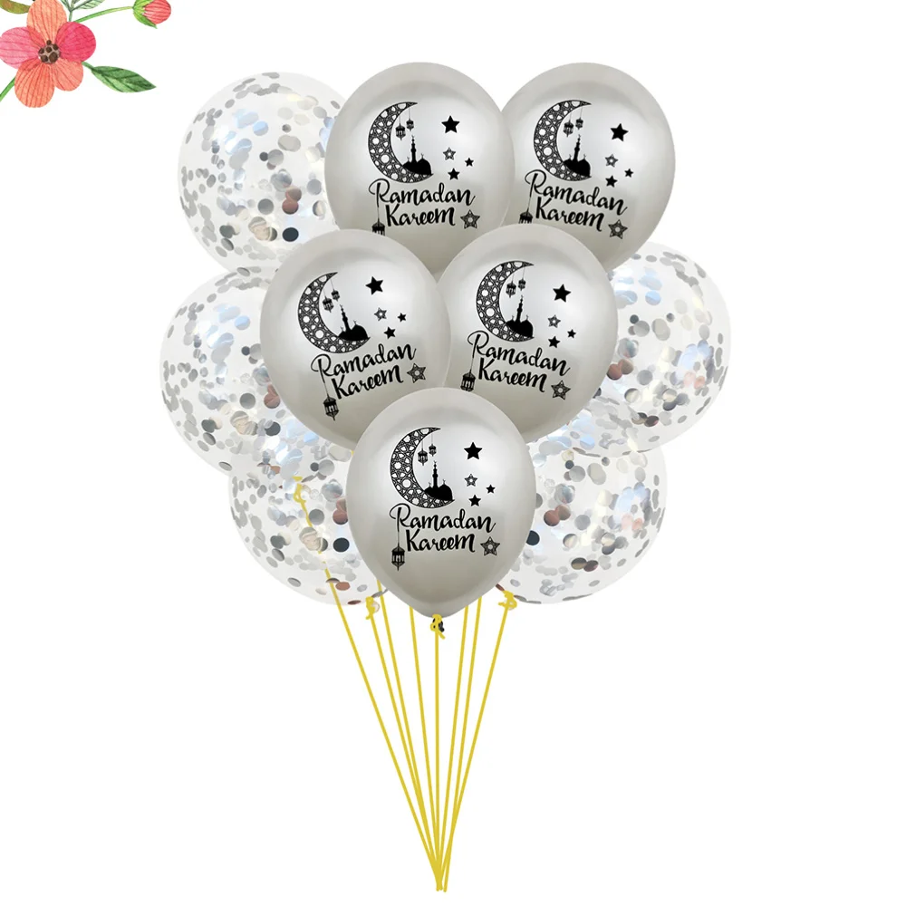 

20pcs 12 Inches Ramadan Kareem Letter Printing Balloons Latex Confetti Balloons Ornaments Set Ramadan Layout Decorations Party