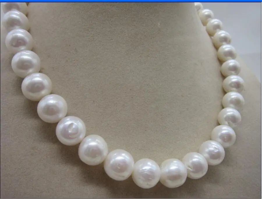 ?? 12-14ミリメートルクラシック南洋ホワイトラウンドパールネックレス18インチ14 18k