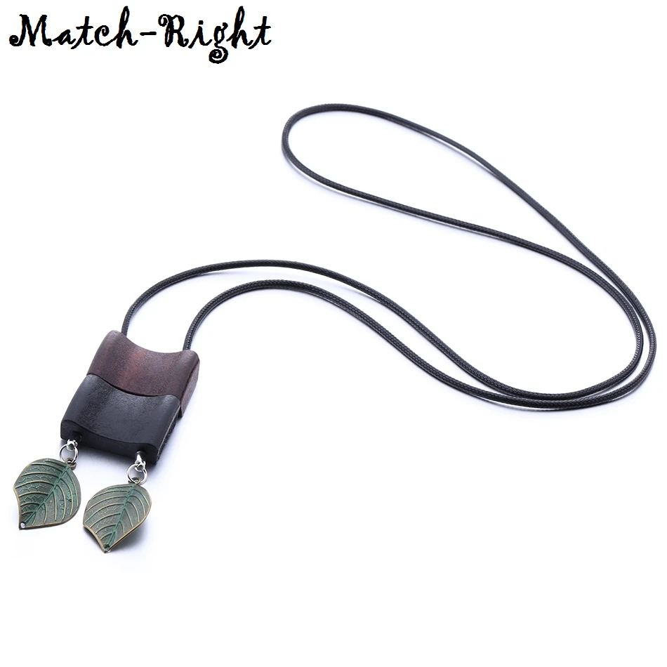 Женское длинное ожерелье с листьями $ кулоны для женщин деревянный Свитер