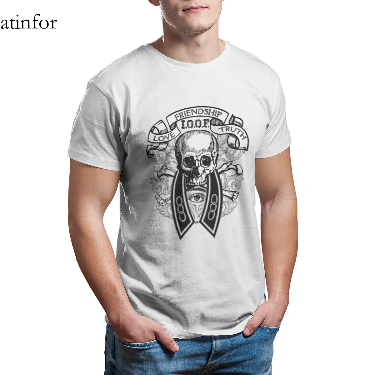 Необычная футболка с черепом и воротником флт оптовая продажа одежды на заказ