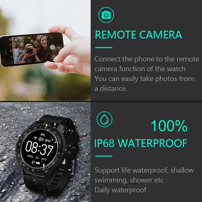 Смарт часы IP68 для женщин и мужчин полный сенсорный монитор артериального