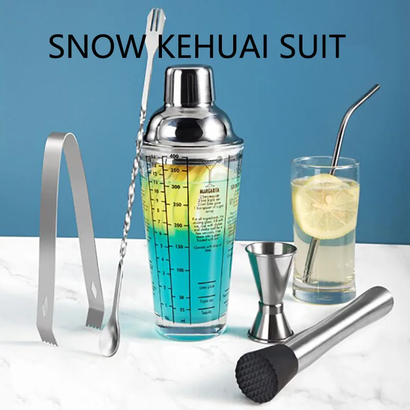 

Stainless Steel Cocktail Shaker Set Measuring Cup Bartender Professional Container Drink Stirrers Bar Accessories Tool Barware