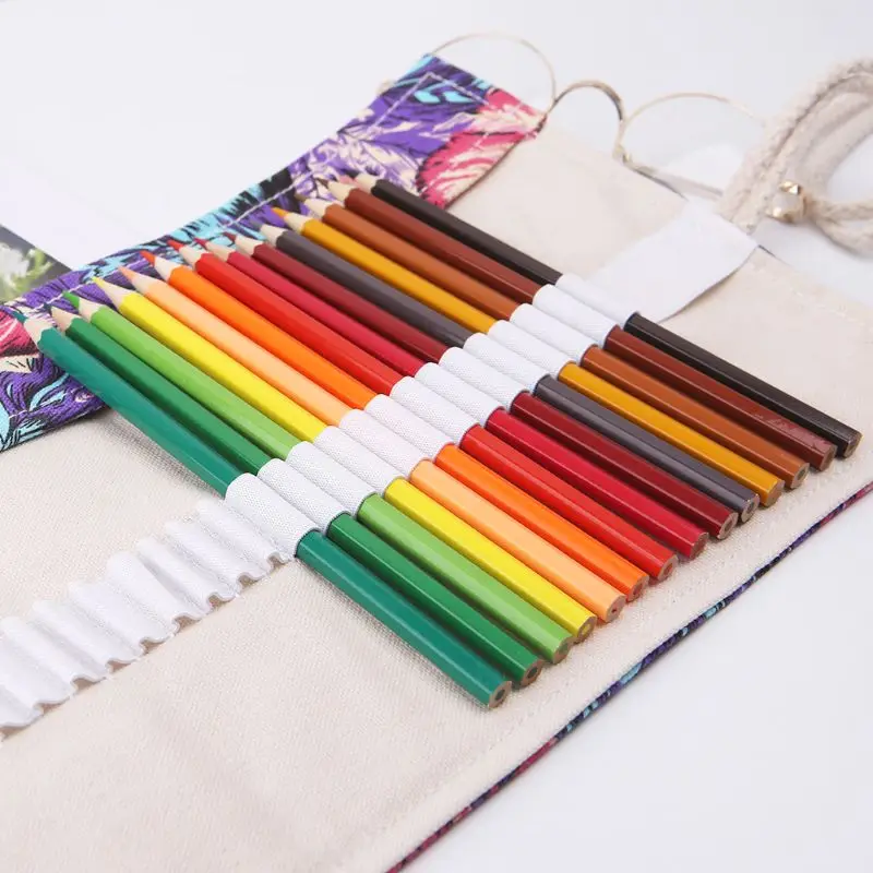 

Maple Leaf 12/24/36/48/72 Holes Canvas Roll Up Makeup Pencil Bag Wrap Curtain Pen Case Holder Storage Pouch School Supplies