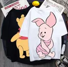 Женская футболка с принтом Винни-Пуха и его друзей, с коротким рукавом, в стиле Харадзюку, летняя свободная футболка с круглым вырезом