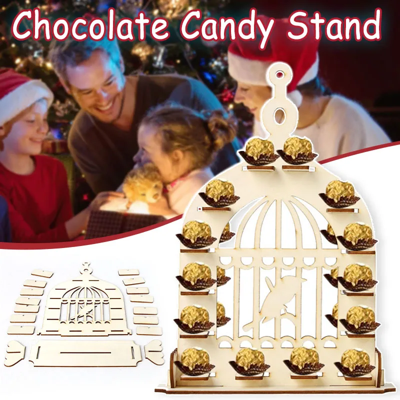 

Шоколадная зернистая деревянная клетка в форме сахарного десерта, демонстрационная стойка, самосборка, декор для домашвечерние