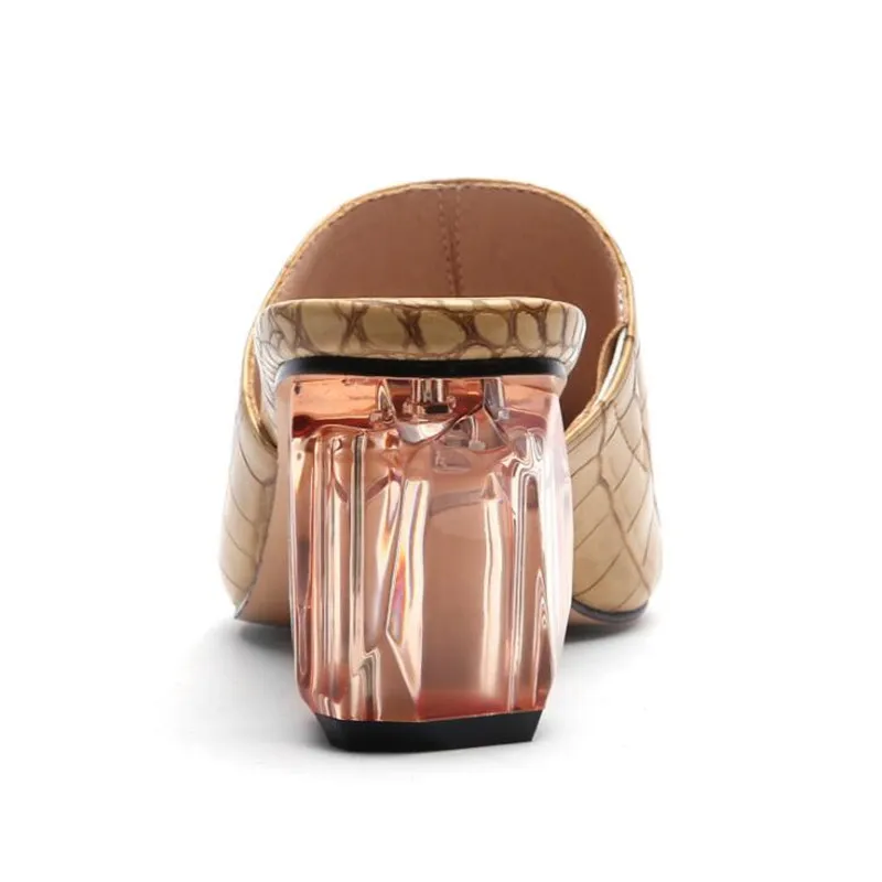 

2021 new net celebrity sandals high quality snake print sexy women's shoes 6CM crystal thick heel sandals fashion show 3-13 14