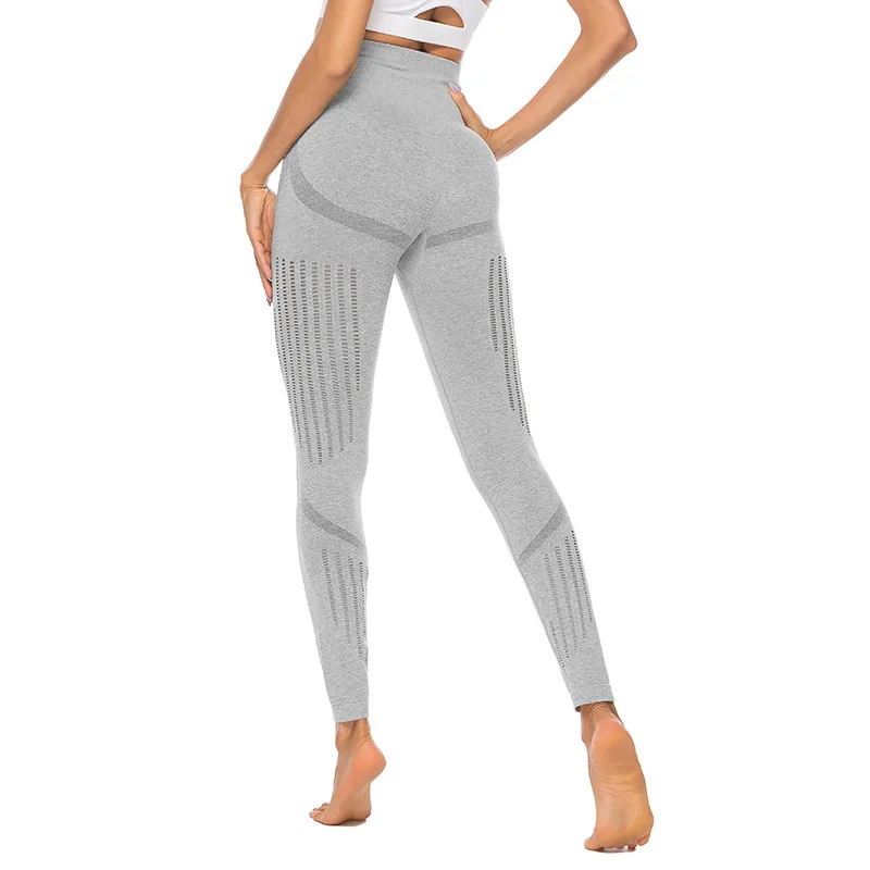 Бесшовные леггинсы с вырезами для фитнеса штаны йоги эффектом пуш ап женские