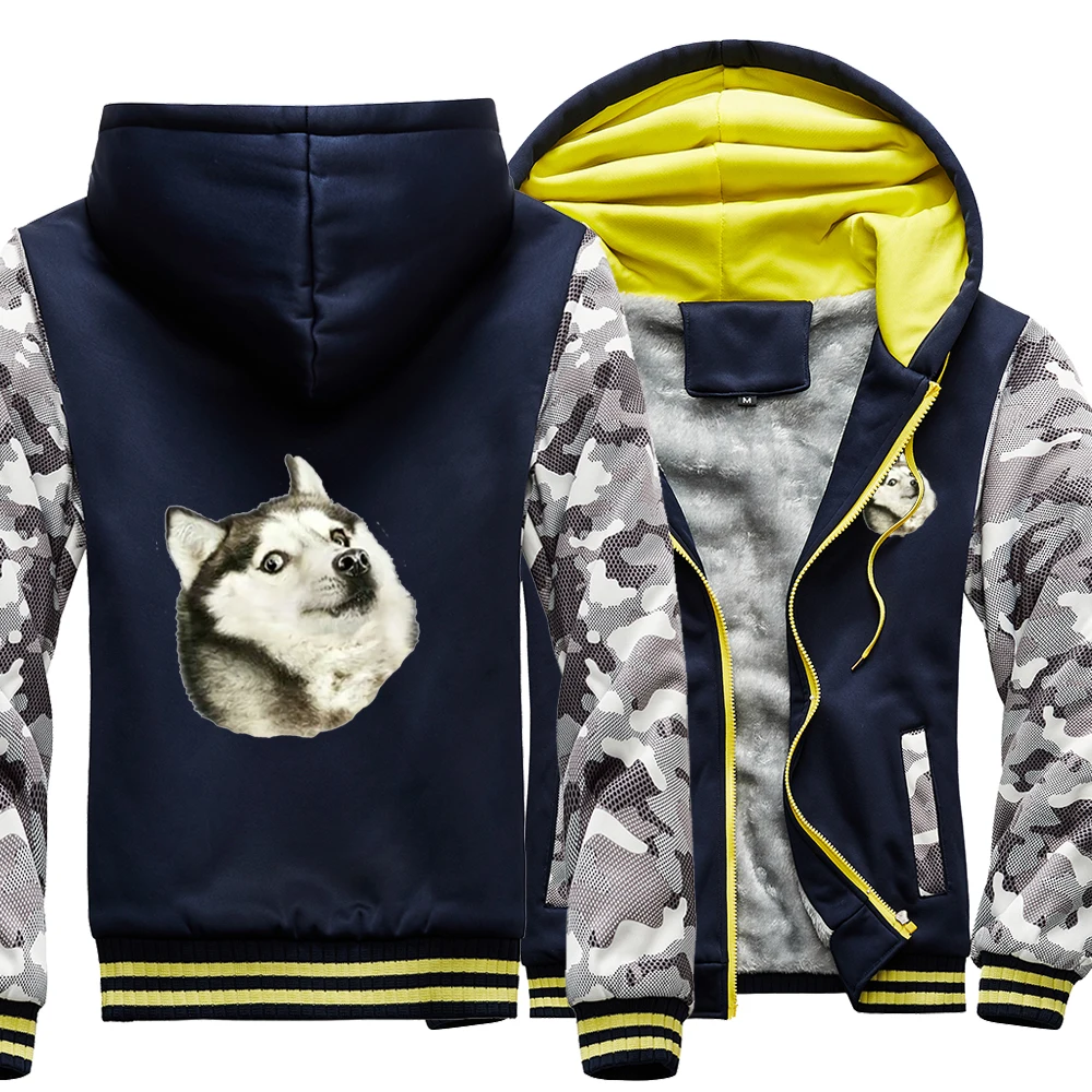 

Funny Kawaii Siberian Husky Hat Street Hoodies Winter Warm Outdoor Printed Hoodie Top Men Casual Fitted Loose Funny Sweatshirt
