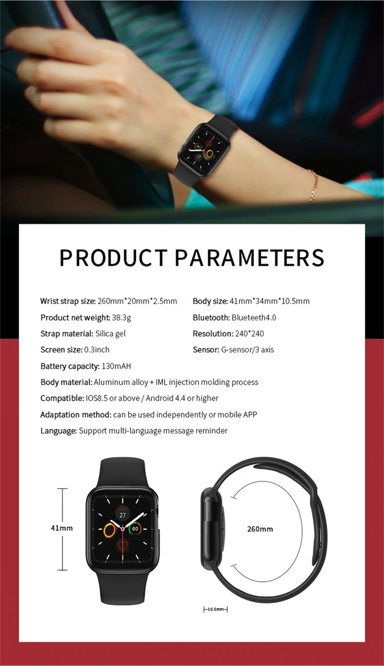 W58 Bluetooth Смарт-часы 1,3 'ips полный сенсорный экран для сердечного ритма телефон Smartwatch будильник совместим с ios iPhone