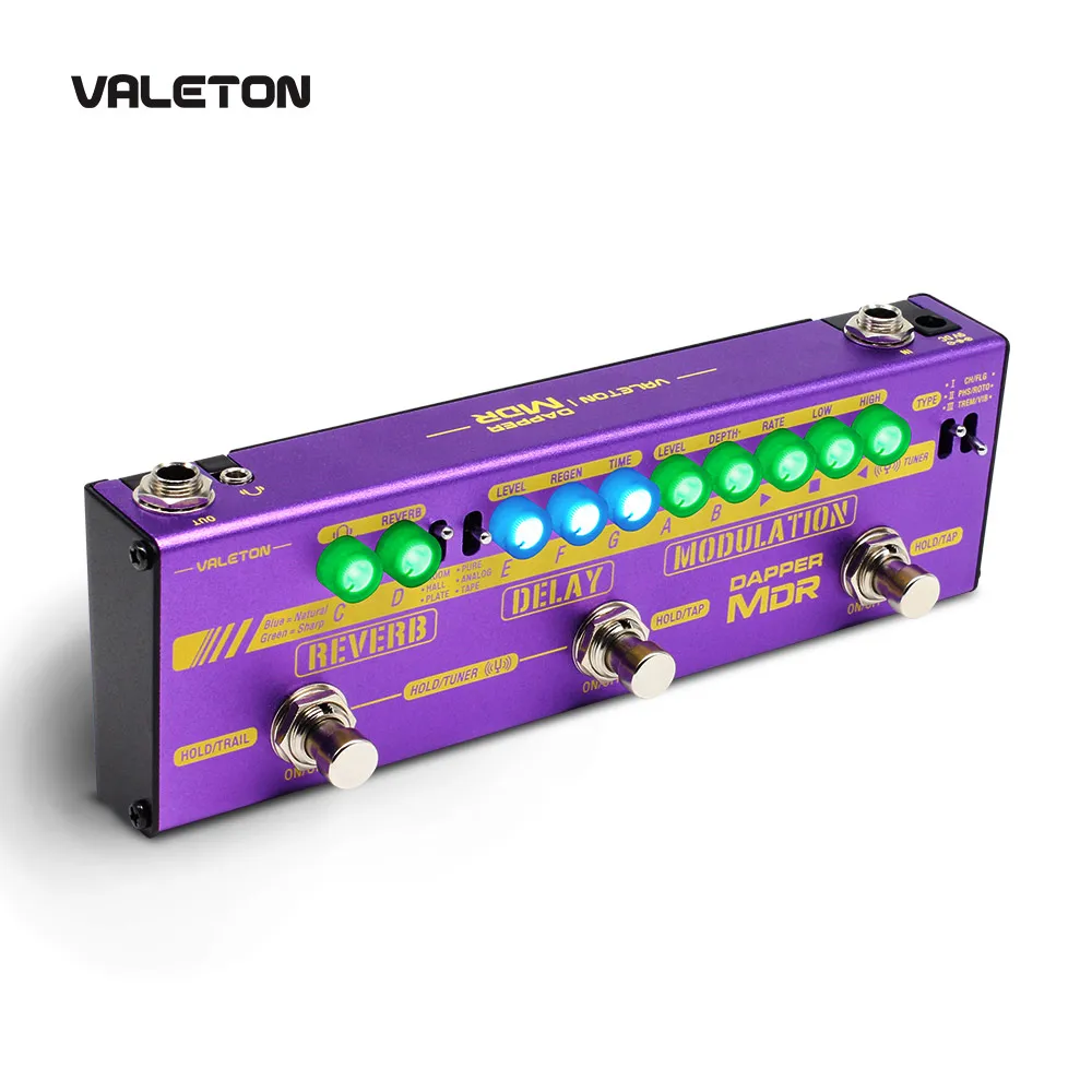 Valeton мульти эффекты гитары педаль Dapper MDR реверберации задержки хора Phaser Vibrato тремоло Flanger цифровой аналоговый ленты задержки