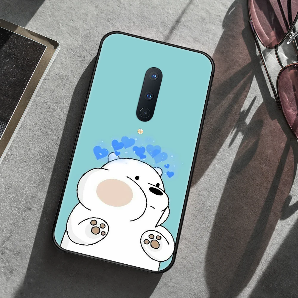 

cute Cartoon Bare Bear Phone Case Cover Hull For 1+ Oneplus 5T 6 6T 7 7T 8 8T Pro black Cell Silicone Hoesjes Soft Cover Tpu