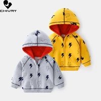 new 2021 boys fashion spring autumn jackets lightning print hooded zipper coat children kids windbreaker jacket outer wear
