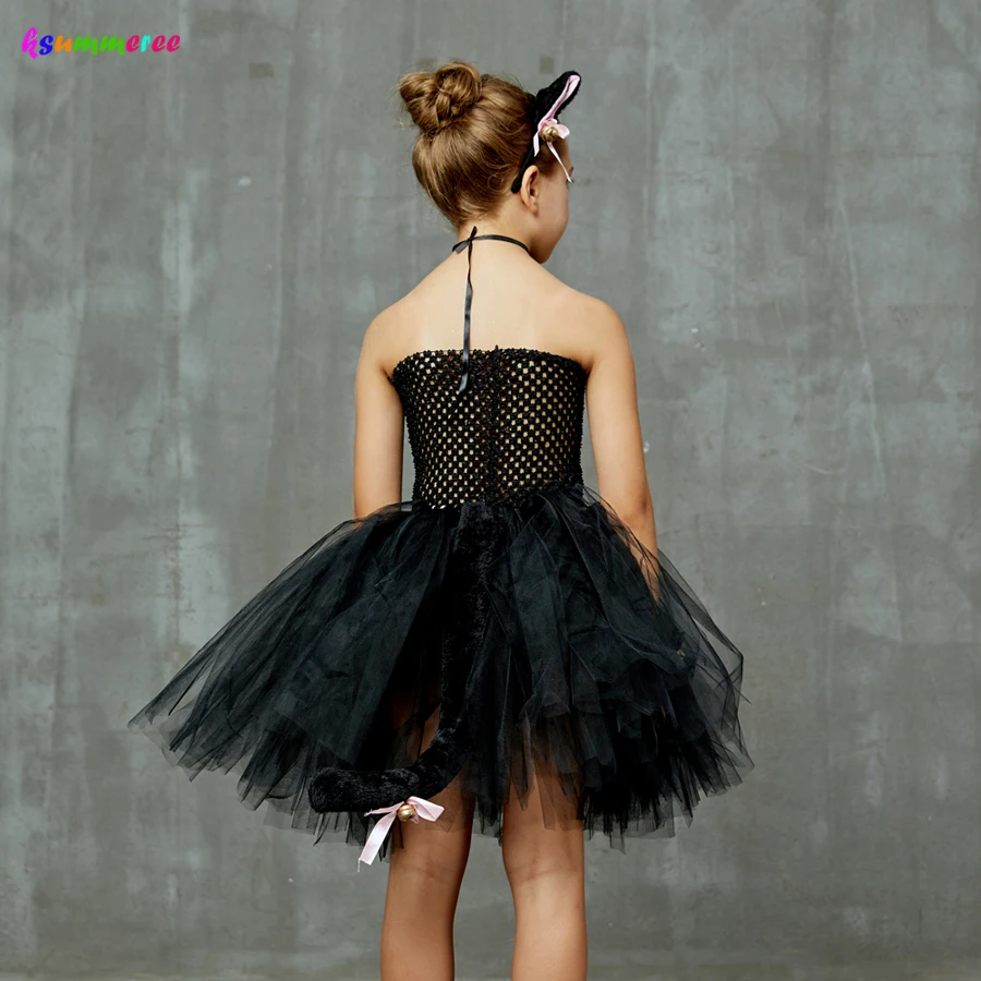 Deluxe Girls Black Cat Costume with Accessories - Halloween Animal Tutu Dress for Children, Ideal for Kids' Role Play and Pet Birthday Party Outfits image 4