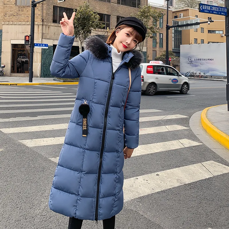 Горячая Распродажа новинка Длинная женская повседневная куртка зимняя длинная