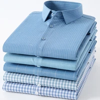 casual plaid mens shirts for man dress shirts long sleeve regular fit button collar design cotton male social shirts clothing
