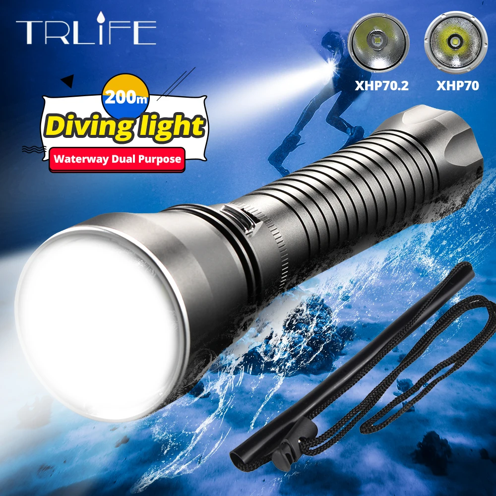 Белый желтый подводный фонарь XHP70.2 профессиональный Ультра мощный для дайвинга