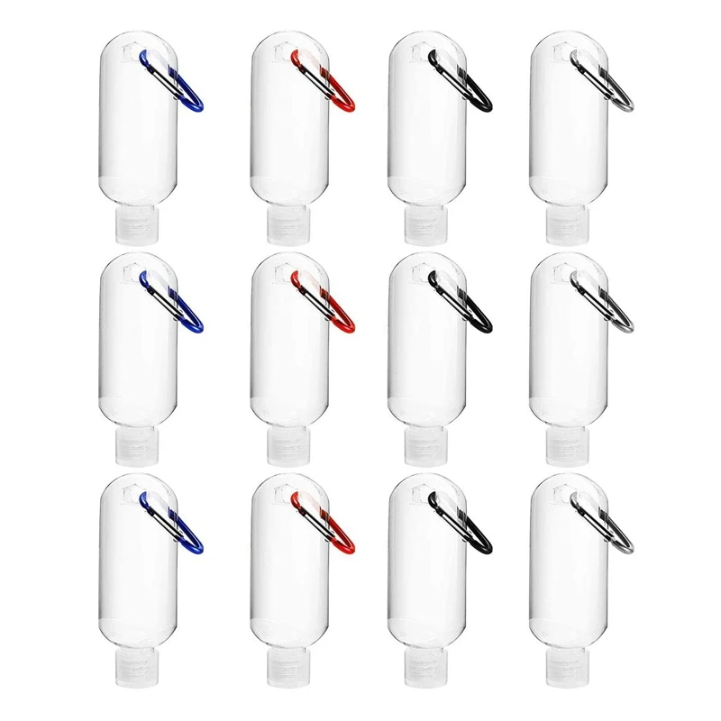 

12PCS 50Ml Refillable Travel Bottles Leakproof Empty Travel Containers with Portable Hook for Liquids, Cream