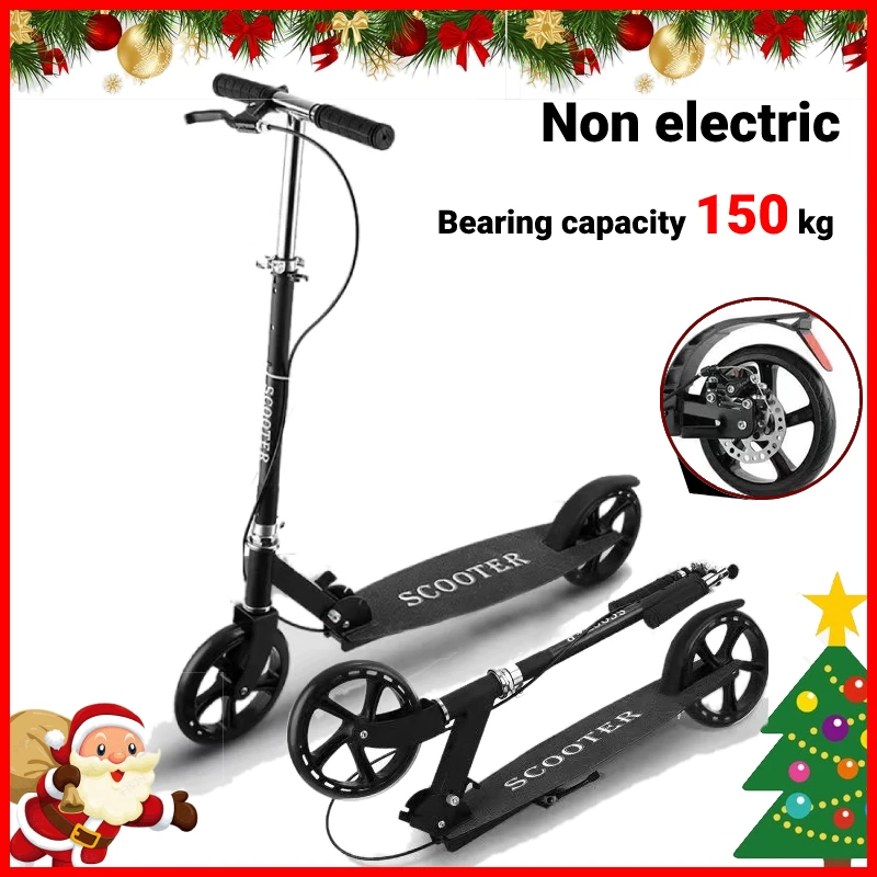 

Adult scooter non electric disc brake load 150kg thickened and widened pedal foldable scooter stack height adjustable