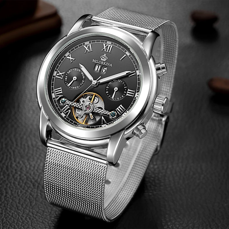 Мужские автоматические механические часы MGORKINA мужские наручные с турбийоном и