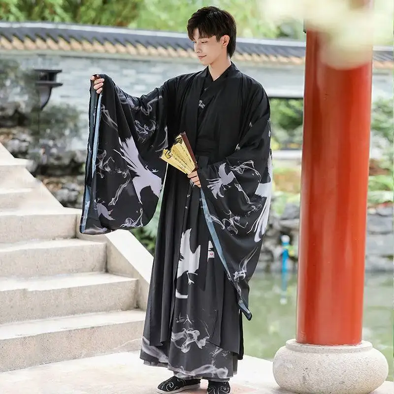 Wuxia Hanfu Male Mens Modern Chinese Traditional Stage Dress Men Plus Size Set Ancient Style Knight Costume Student Class Outfit |