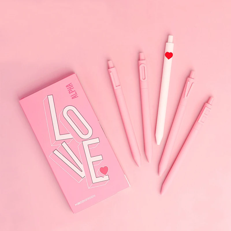 

Mohamm 5Pcs/pack 0.5Mm Love Alphabet Pen Set Lovely Gel Pen Student Signature Creative Stationery School Supplies Girls Gift
