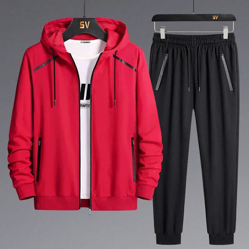 

Hooded Autumn Winter Ordinary Casual Jacket Trousers Black 95% Cotton Suit Jacket Men's Versatile Long-sleeved Autumn Sweatshirt