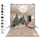 Фон для фотосъемки Laeacco с изображением рождественской елки дивана винтажной шикарной стены гостиной детской