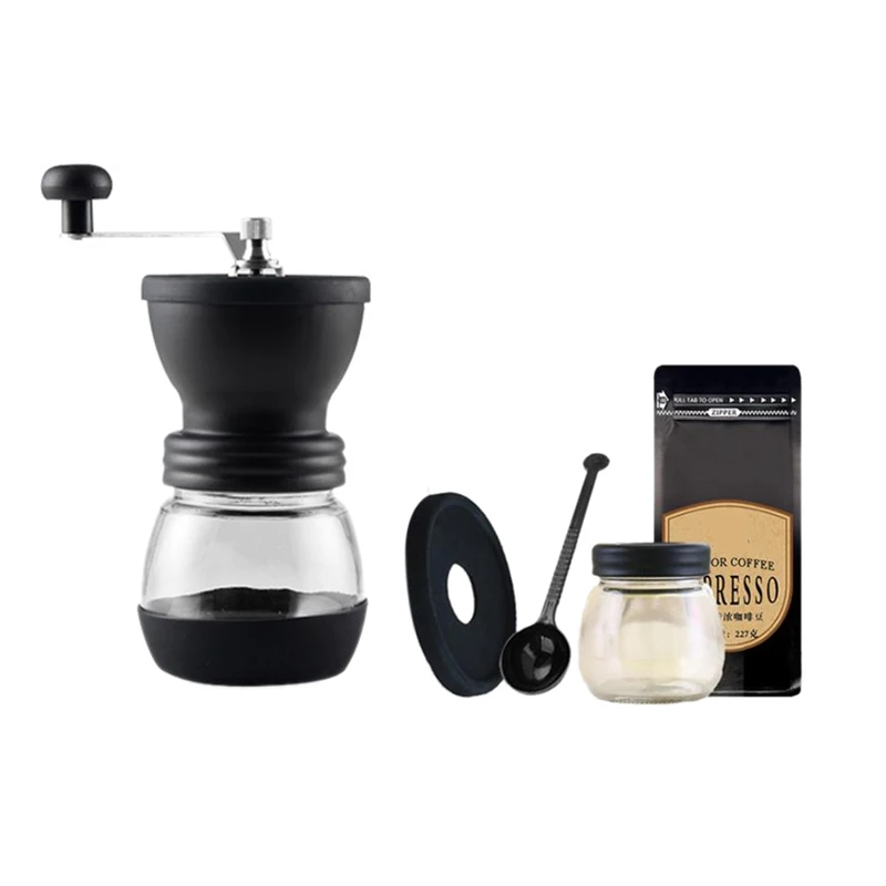 

Coffee Grinder Portable Hand with Adjustable Set Conical Ceramic Burr Grinder Stainless Steel Coffee Mill for Espresso