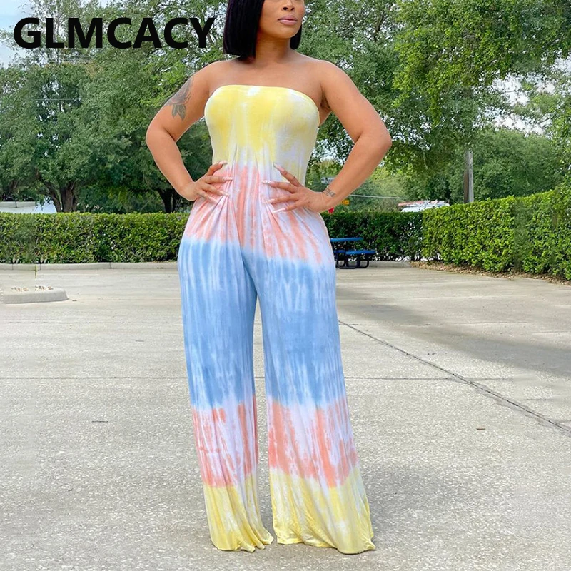 

Off Shoulder Tube Jumpsuit Loose Wide Leg Pants Overalls