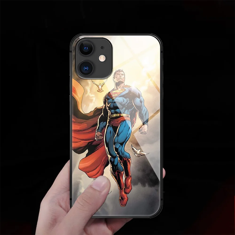 

Super Hero S-Superman Tempered Glass Phone Case Cover For IPhone 5 6 7 8 11 S Plus Xr X Xs Pro Max Mini Se 2020 Black Black Etui