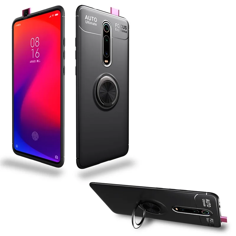 Чехол для Xiaomi Mi 9T mi9t, чехол Redmi K20 Pro, задняя крышка, мягкий силиконовый чехол, Автомобильный кронштейн, ударопрочный, вращающееся кольцо, подставка, корпус для телефона