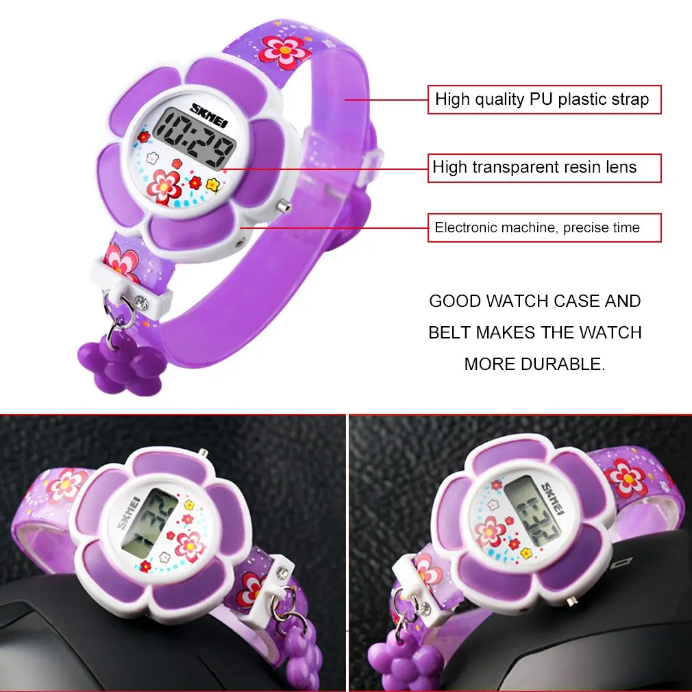 

Fashion Children Student Watch Flower Pattern Wristwatch Casual Lovely Colorful Kids Boys Girls Electronic Quartz Watch Gift Hot