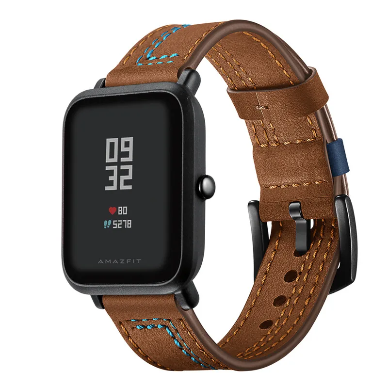 20 мм ремни для xiaomi huami Amazfit bip/lite/amazfit GTS Смарт часы браслет из натуральной кожи с металлической пряжкой браслет