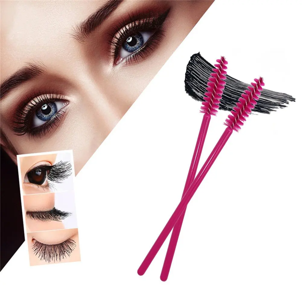 

1000pcs Disposable Eyelash Makeup Brushes Applicators Crystal Handle Glitter Mascara Wands Rose Red